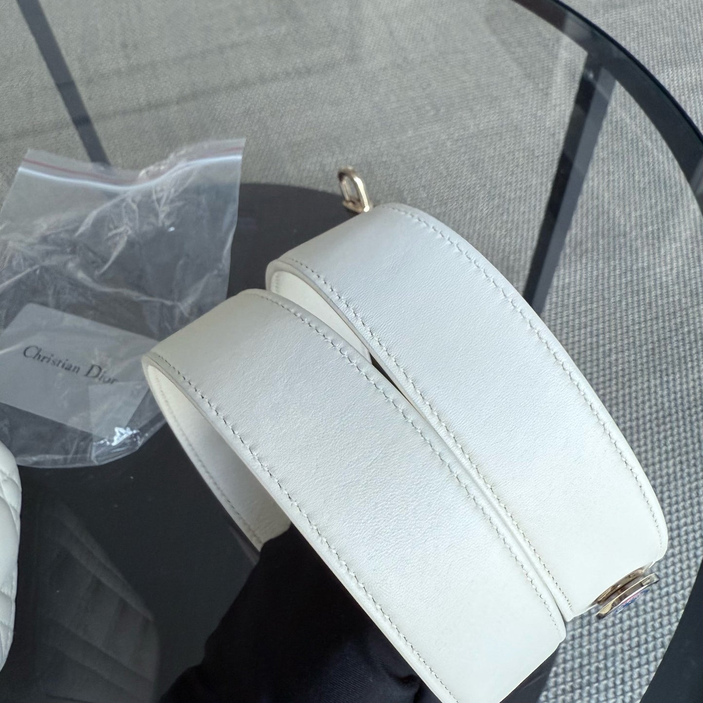 Lady Petit - Cuir d'agneau Cannage blanc, quincaillerie dorée — Kovancy