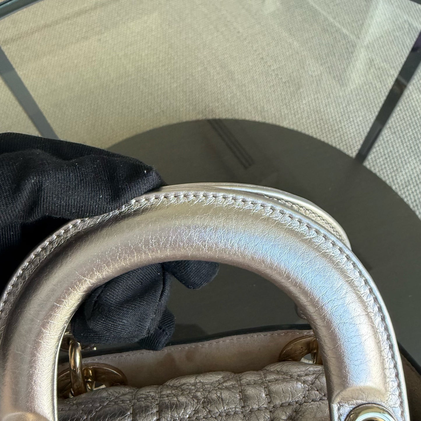 Lady Mini - Cuir de veau Cannage Métallisé Or Rose — Kovancy