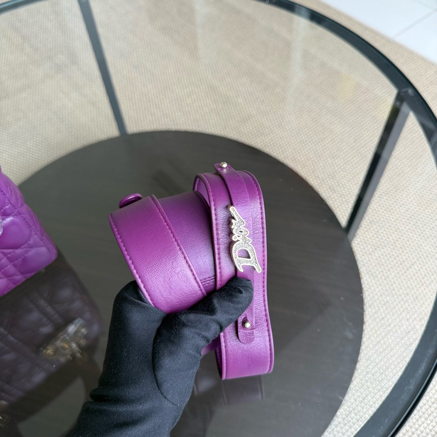 Lady Petit ABC - Cuir d'agneau Cannage violet et matériel doré MyABC — Kovancy