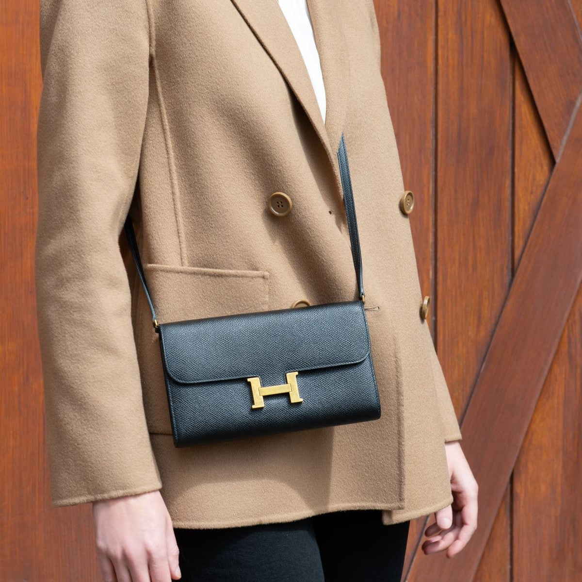 Hermes Black Epsom Constance Long To Go Wallet