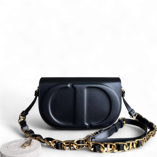 Sac Dior CD Signature - Cuir de veau noir, finitions dorées