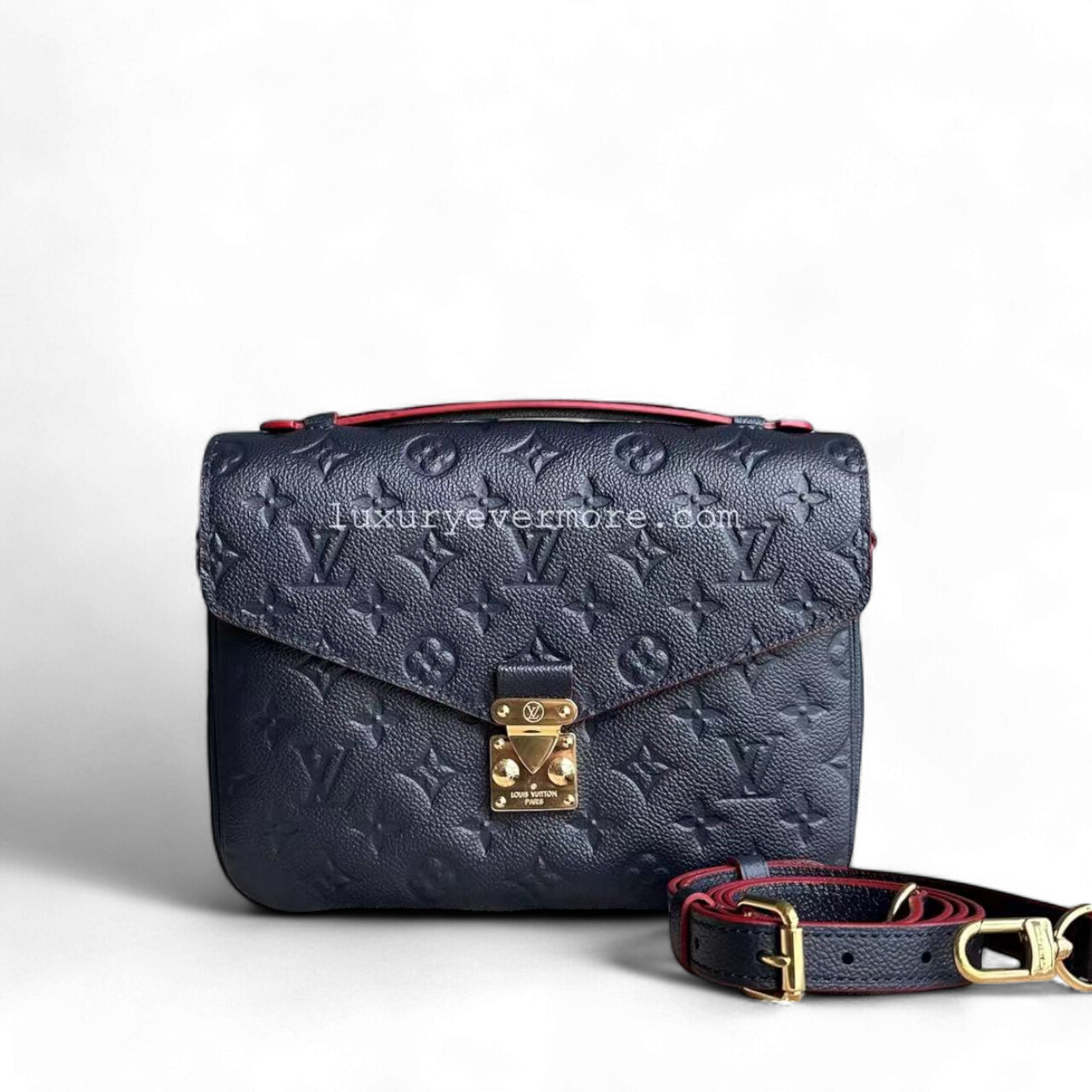 LV Pochette Metis Calfskin Empreinte Marine Rouge Matériel Doré Louis Vuitton