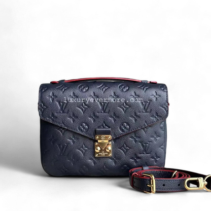 LV Pochette Metis Calfskin Empreinte Marine Rouge Matériel Doré Louis Vuitton