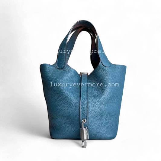 Hermes Picotin 18 - Clémence TC Stamp A Bleu Quincaillerie Argent