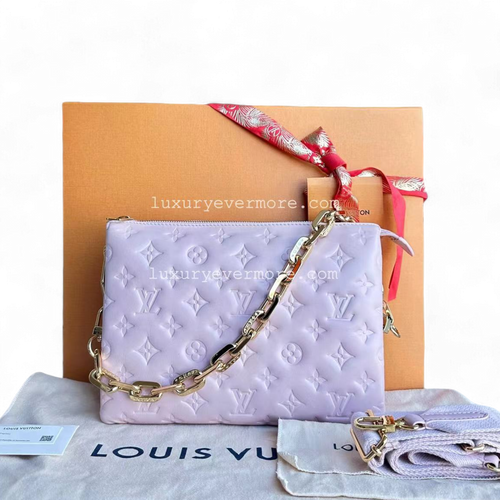 LVT Coussin PM Puffy Lambskin Violet Clair Matériel Doré