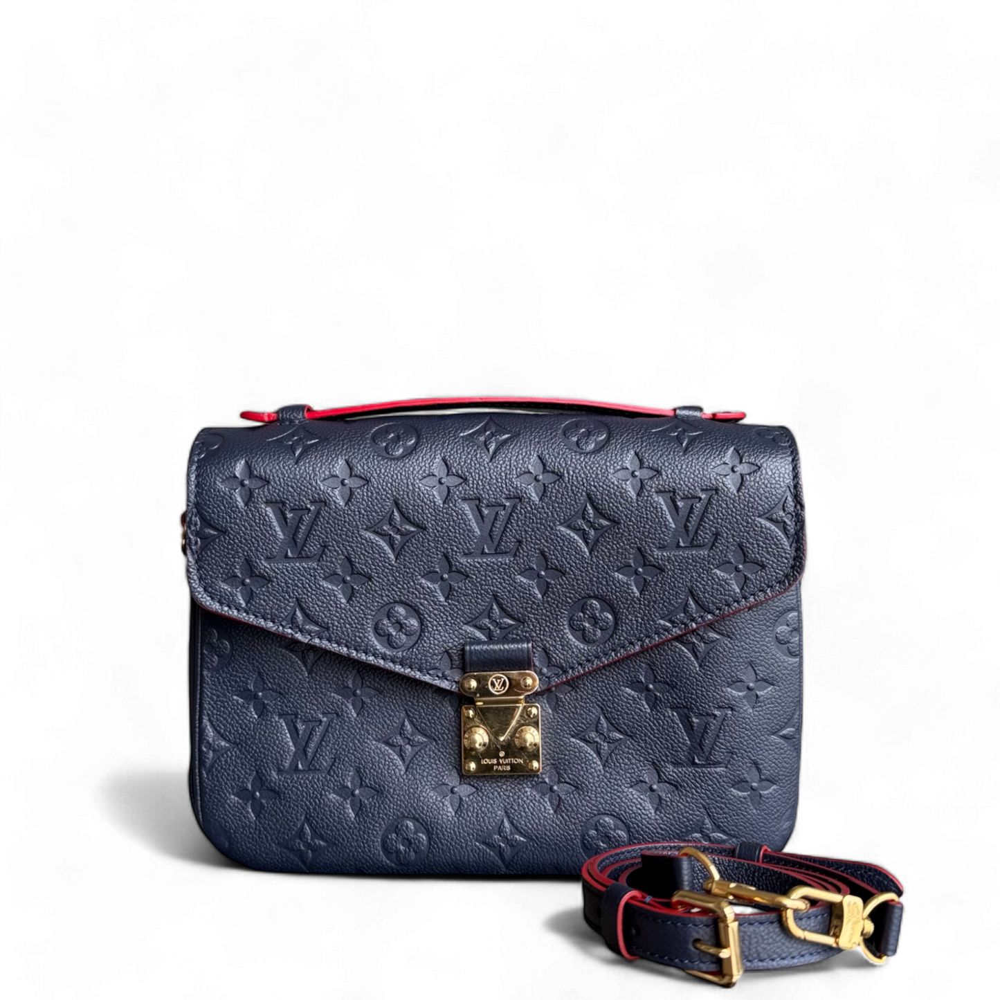 Kovancy - Pochette Metis - Empreinte Monogram Marine Rouge Bleu Marine Or Quincaillerie