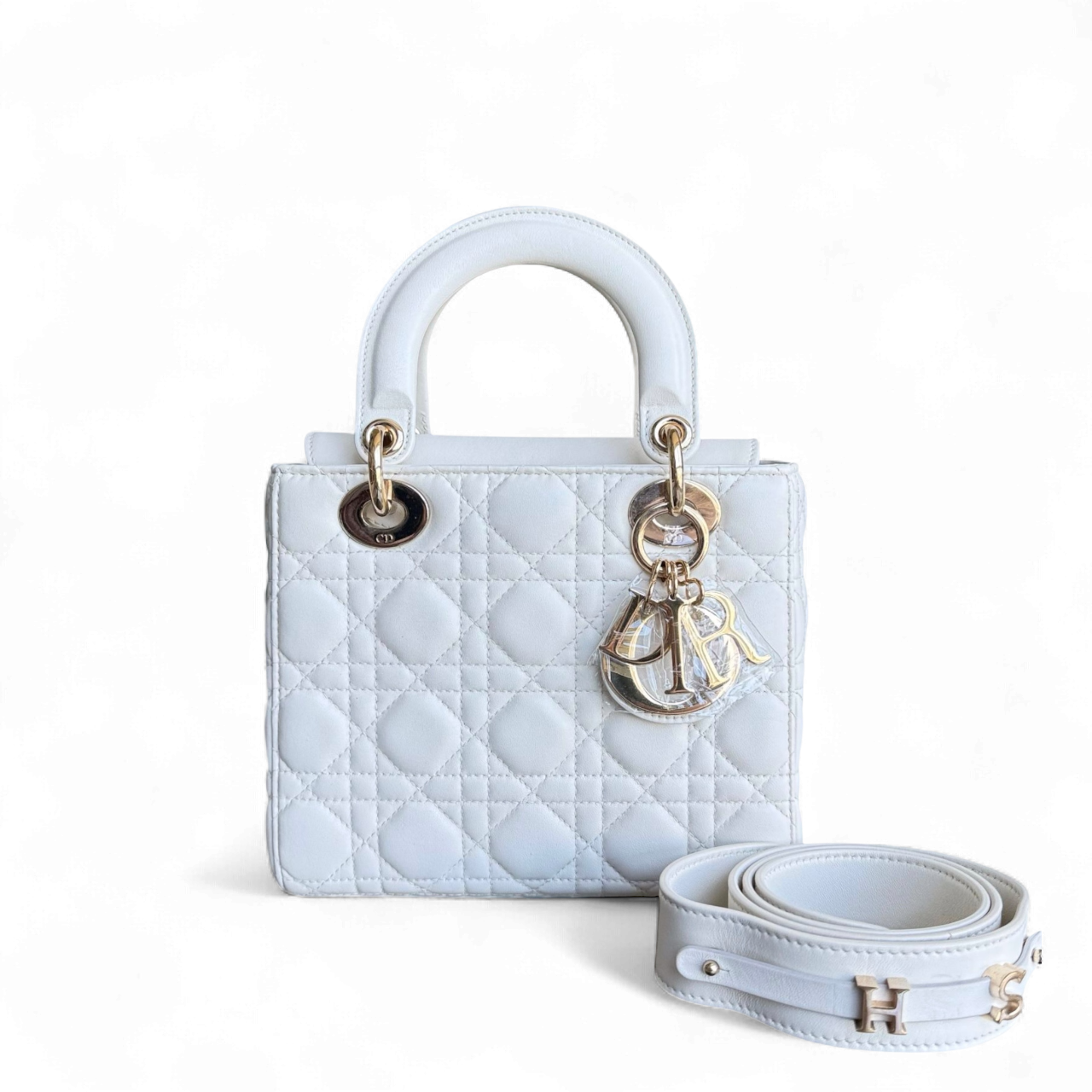 Dior MyABC Lady Petit - Cuir d'agneau Cannage blanc, quincaillerie dorée