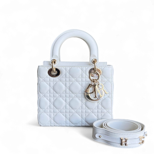 Dior MyABC Lady Petit - Cuir d'agneau Cannage blanc, quincaillerie dorée