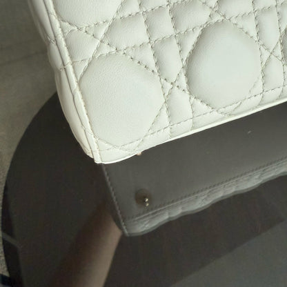 Dior MyABC Lady Petit - Cuir d'agneau Cannage blanc, quincaillerie dorée