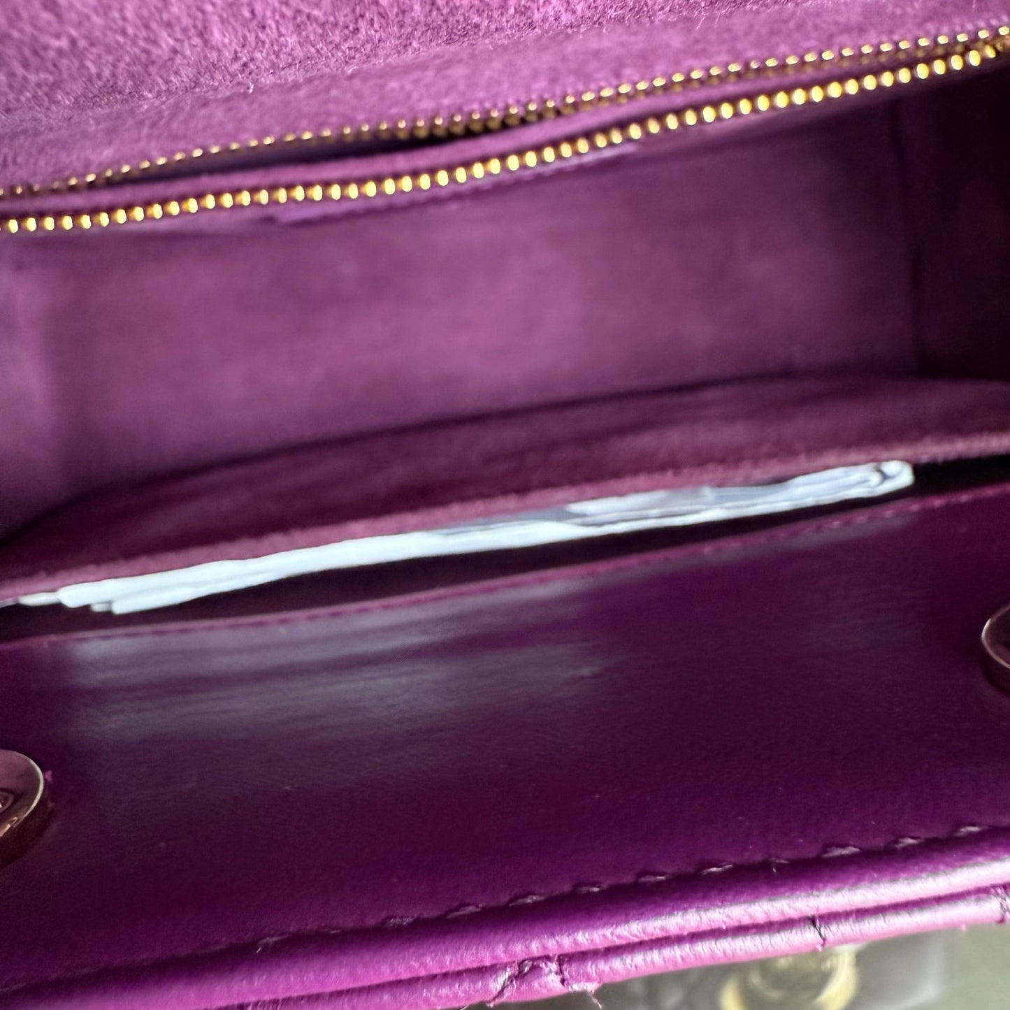Lady Petit ABC - Cuir d'agneau Cannage violet et matériel doré MyABC — Kovancy