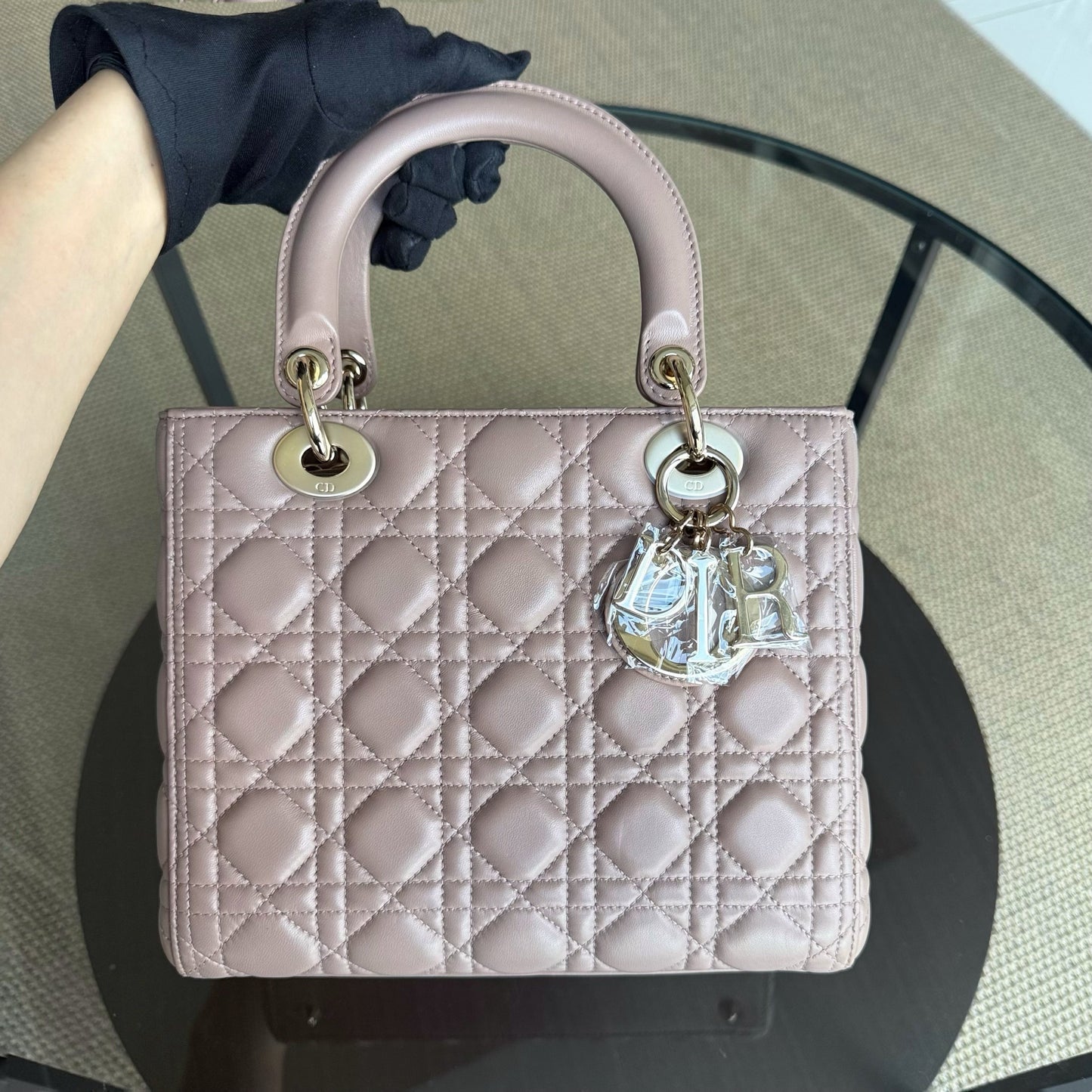 Lady Moyen - Cuir d'agneau Canange Blush Quincaillerie dorée — Kovancy