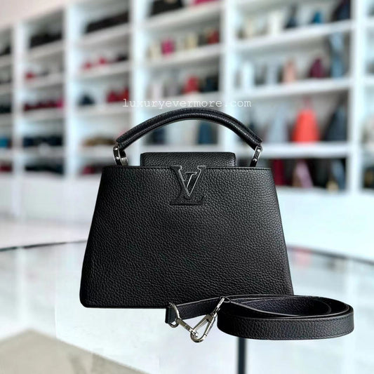 LV Capucines BB Cuir de veau grainé Noir Quincaillerie argentée Louis Vuitton