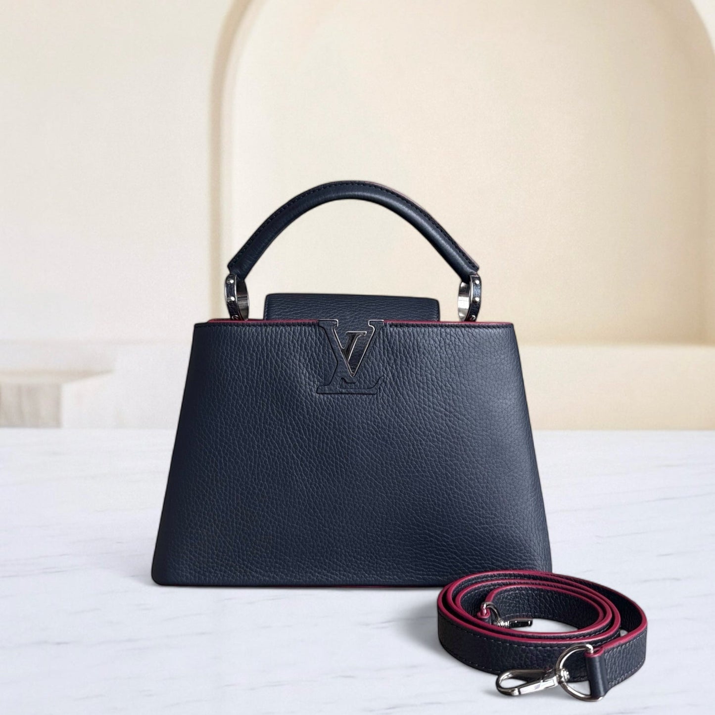 Kovancy - Capucines BB - Cuir de veau grainé Taurillon Marine Rogue Bleu marine