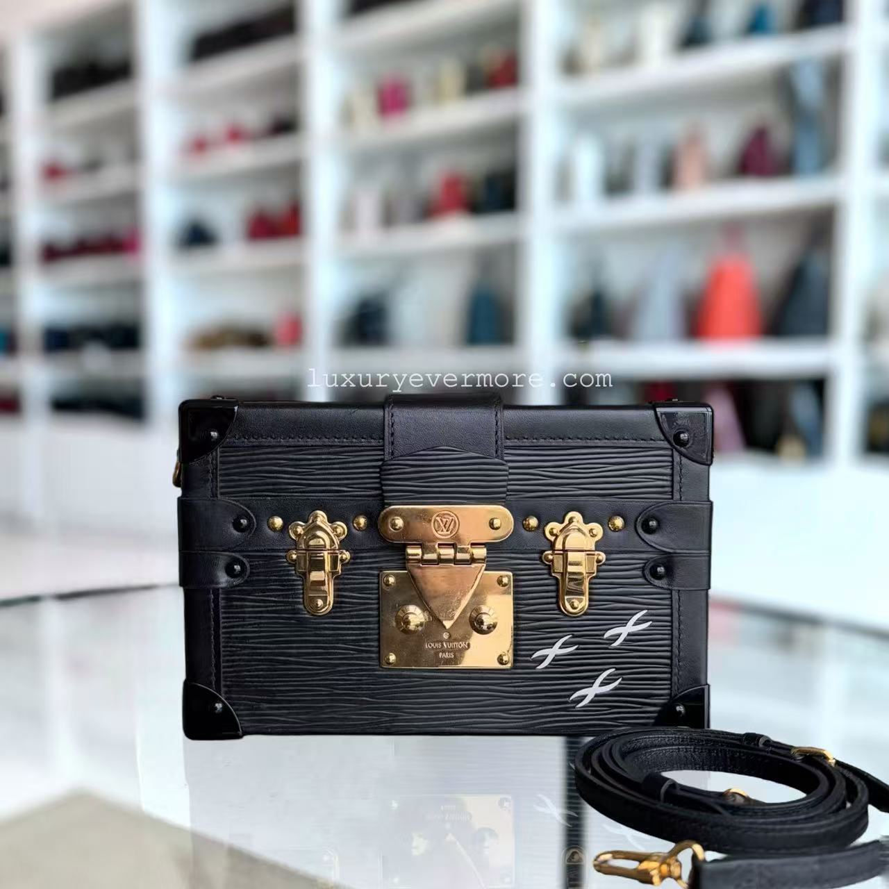 Petite Malle - Sac bandoulière en cuir noir EPI - Kovancy