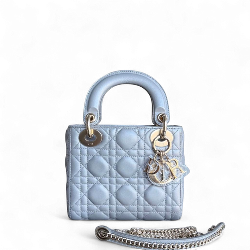 Lady Mini - Sangle chaîne en cuir d'agneau Cannage avec quincaillerie argentée et dorée — Kovancy