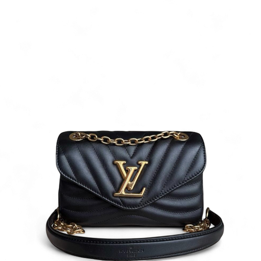 Sac Louis Vuitton New Wave Chain - Cuir de veau matelassé noir et finitions dorées vieillies