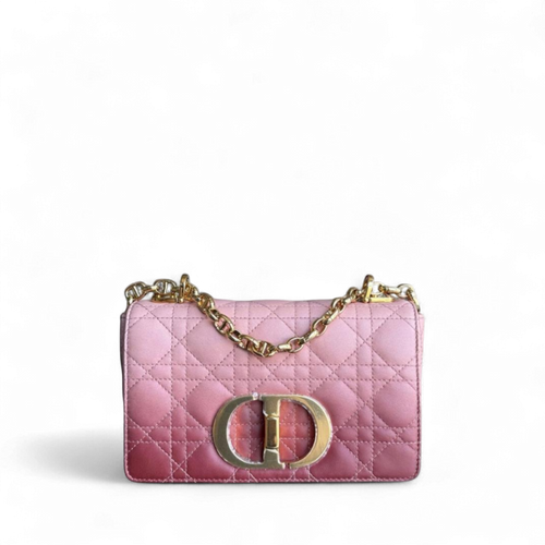 Caro Small - Cuir de veau Cannage bicolore Accastillage or rose 20 cm — Kovancy