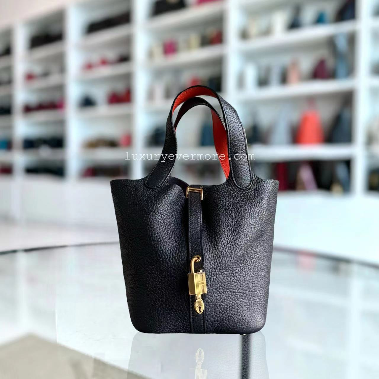 Hermes Picotin 18 - Estampille T Clémence Bleu Nuit Quincaillerie Dorée