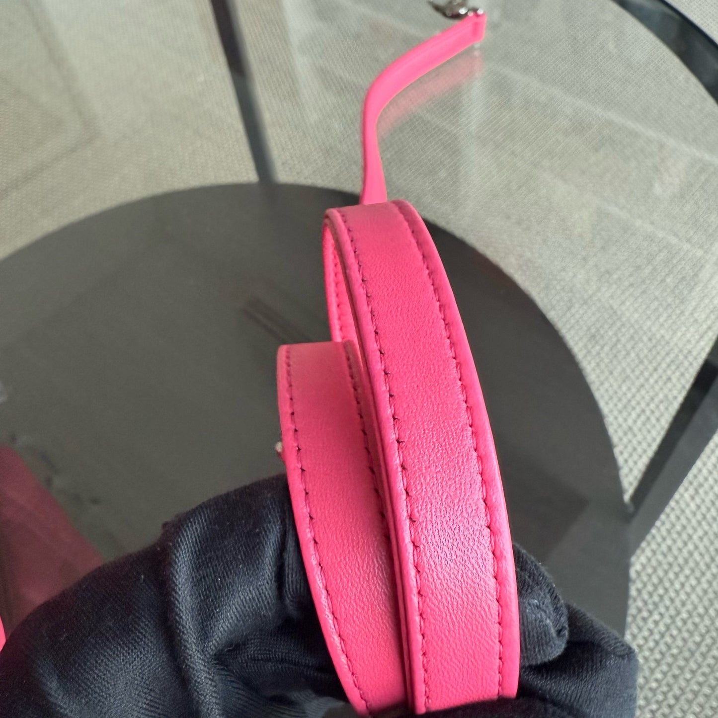 Lady Moyen - Cuir d'agneau Cannage rose vif, quincaillerie argentée — Kovancy