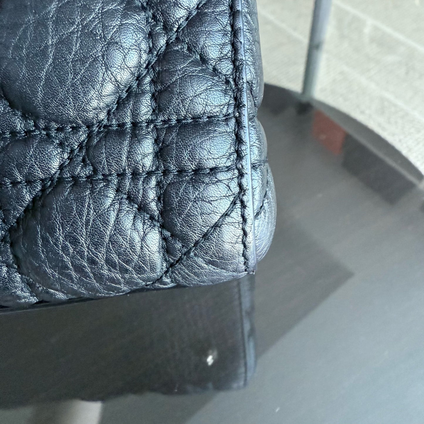 Dior Lady Rabat moyen - Cuir de veau Cannage noir et matériel doré