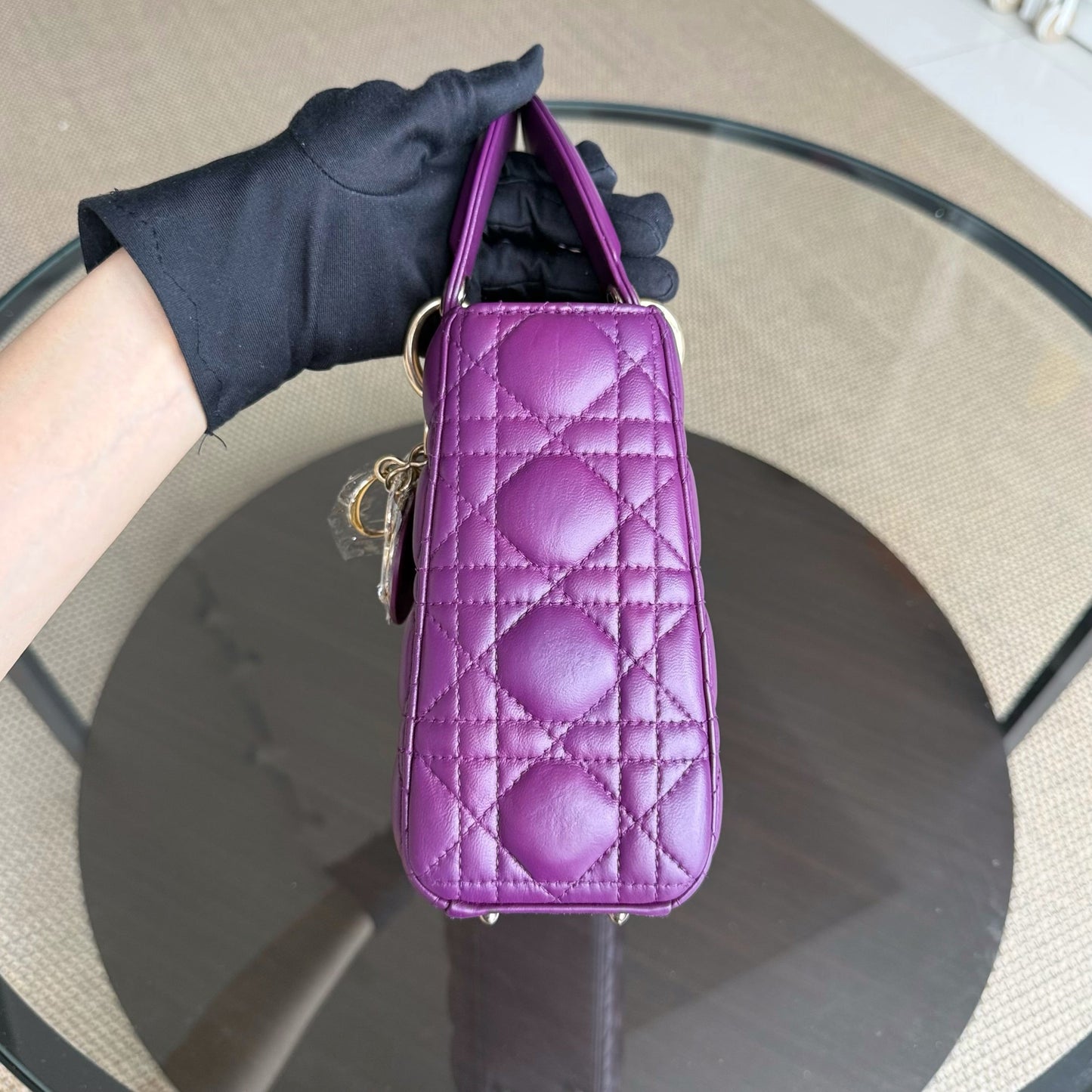 Lady Petit ABC - Cuir d'agneau Cannage violet et matériel doré MyABC — Kovancy