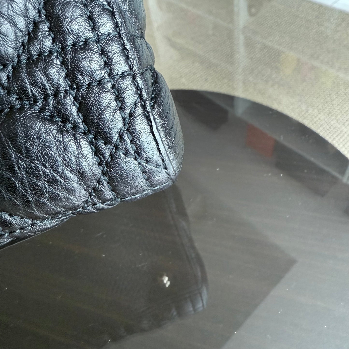 Lady Grand rabat en cuir caviar cannage noir GHW sans bandoulière — Kovancy