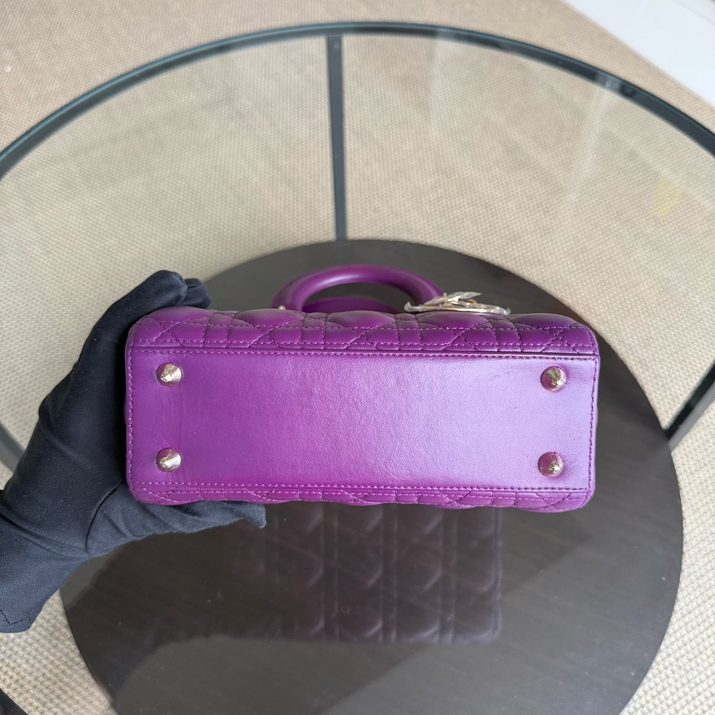 Lady Petit ABC - Cuir d'agneau Cannage violet et matériel doré MyABC — Kovancy