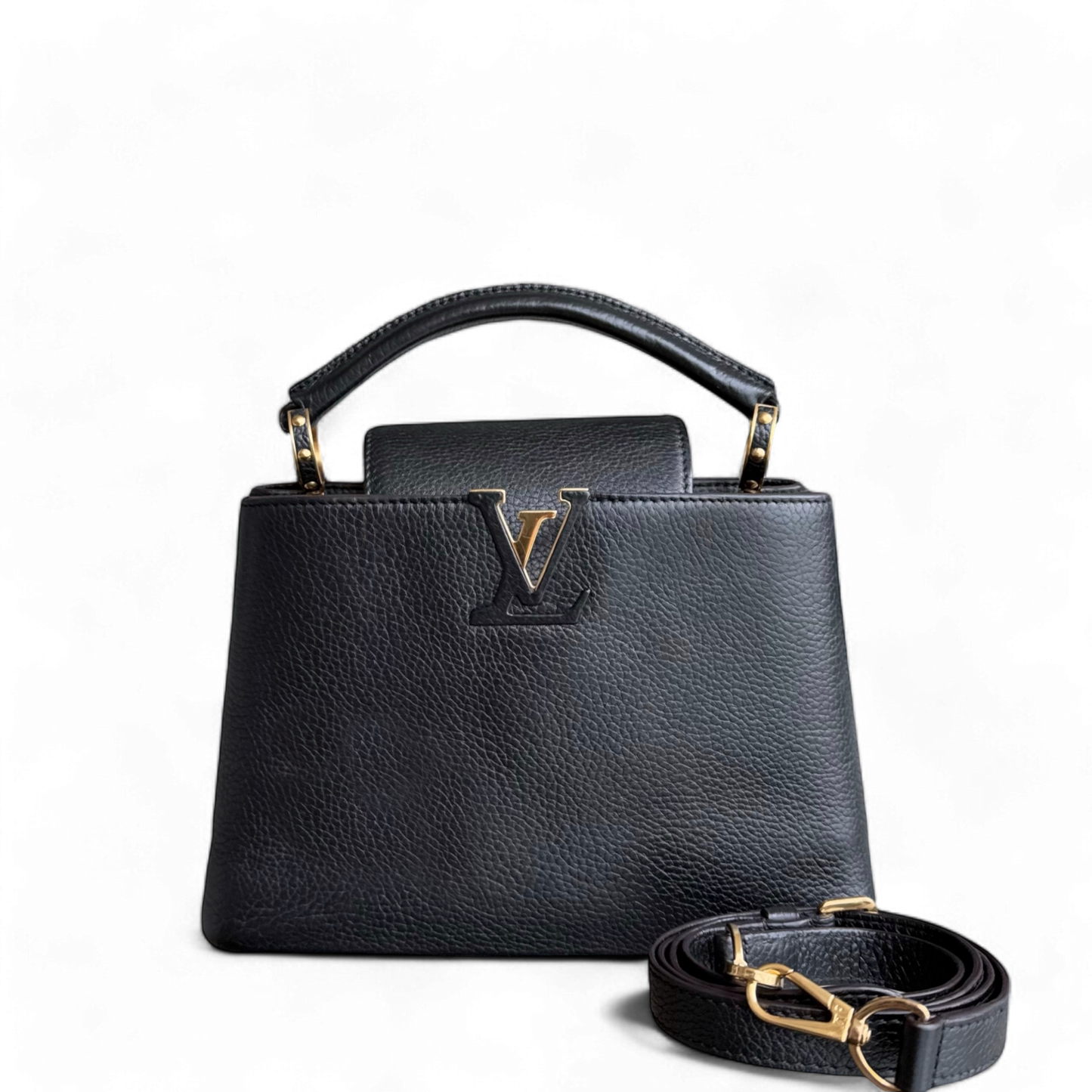 Kovancy - Capucines BB - Cuir de veau grainé Taurillon Noir Quincaillerie dorée
