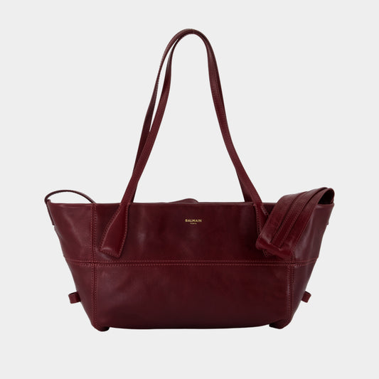 Sac Porté Épaule Track Zip Small - Balmain - Cuir - Violet