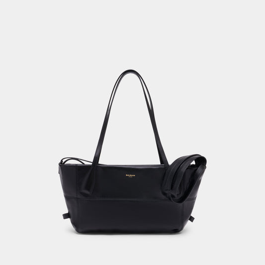 Sac Porté Épaule Track Zip Small - Balmain - Cuir - Noir