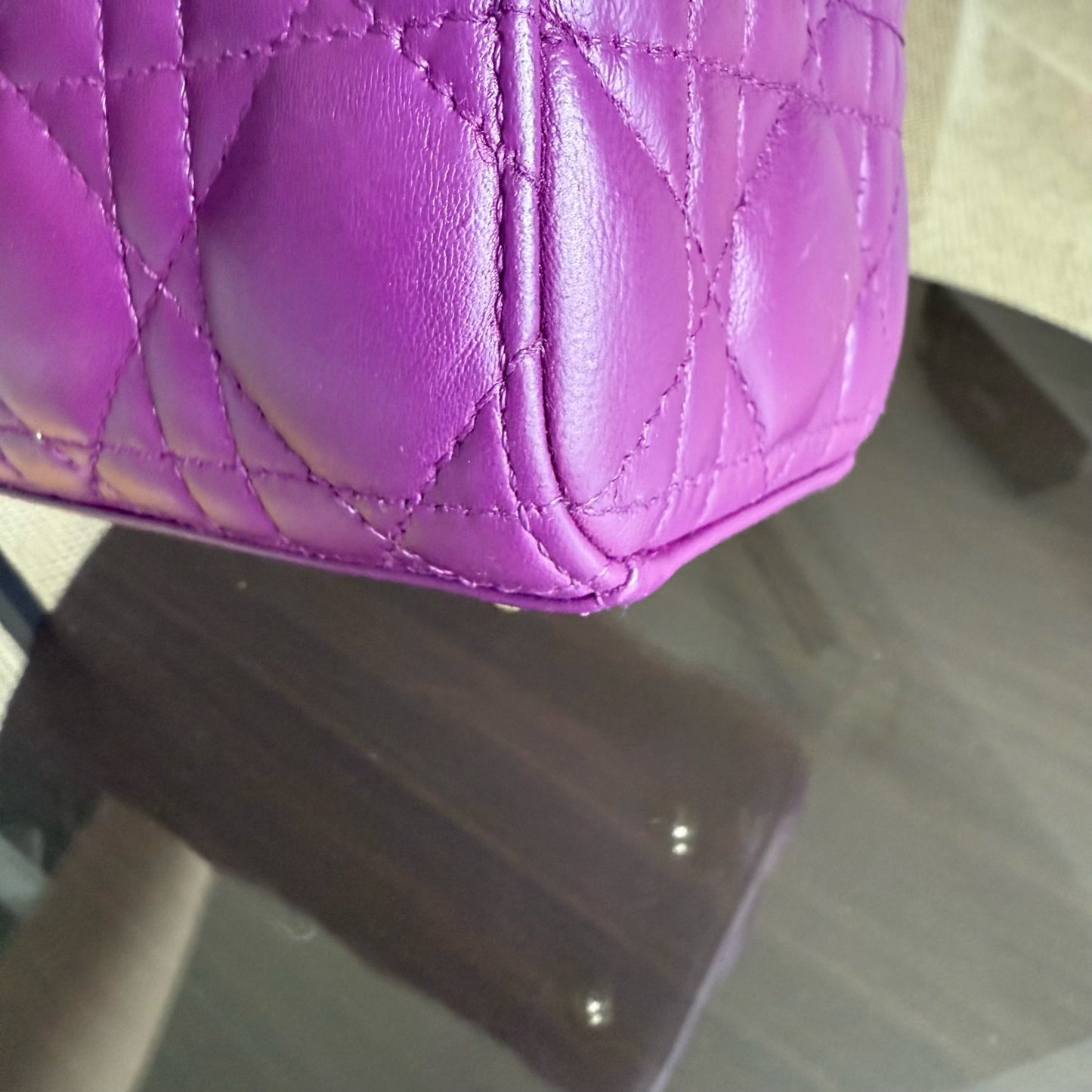 Lady Petit ABC - Cuir d'agneau Cannage violet et matériel doré MyABC — Kovancy