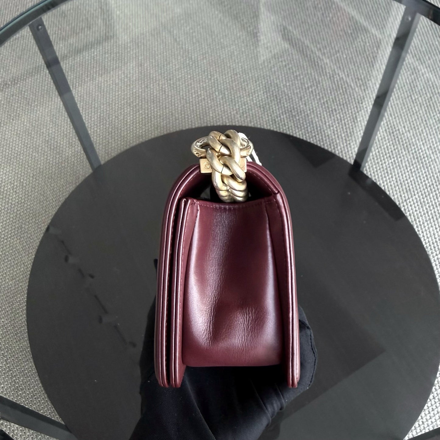 Chanel Boy Petit 20CM Chevron Tri-skin Veau Bordeaux GHW No 22