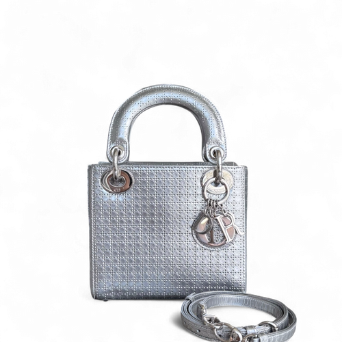 Lady Mini - Micro Cannage Sangle réglable en argent métallisé — Kovancy