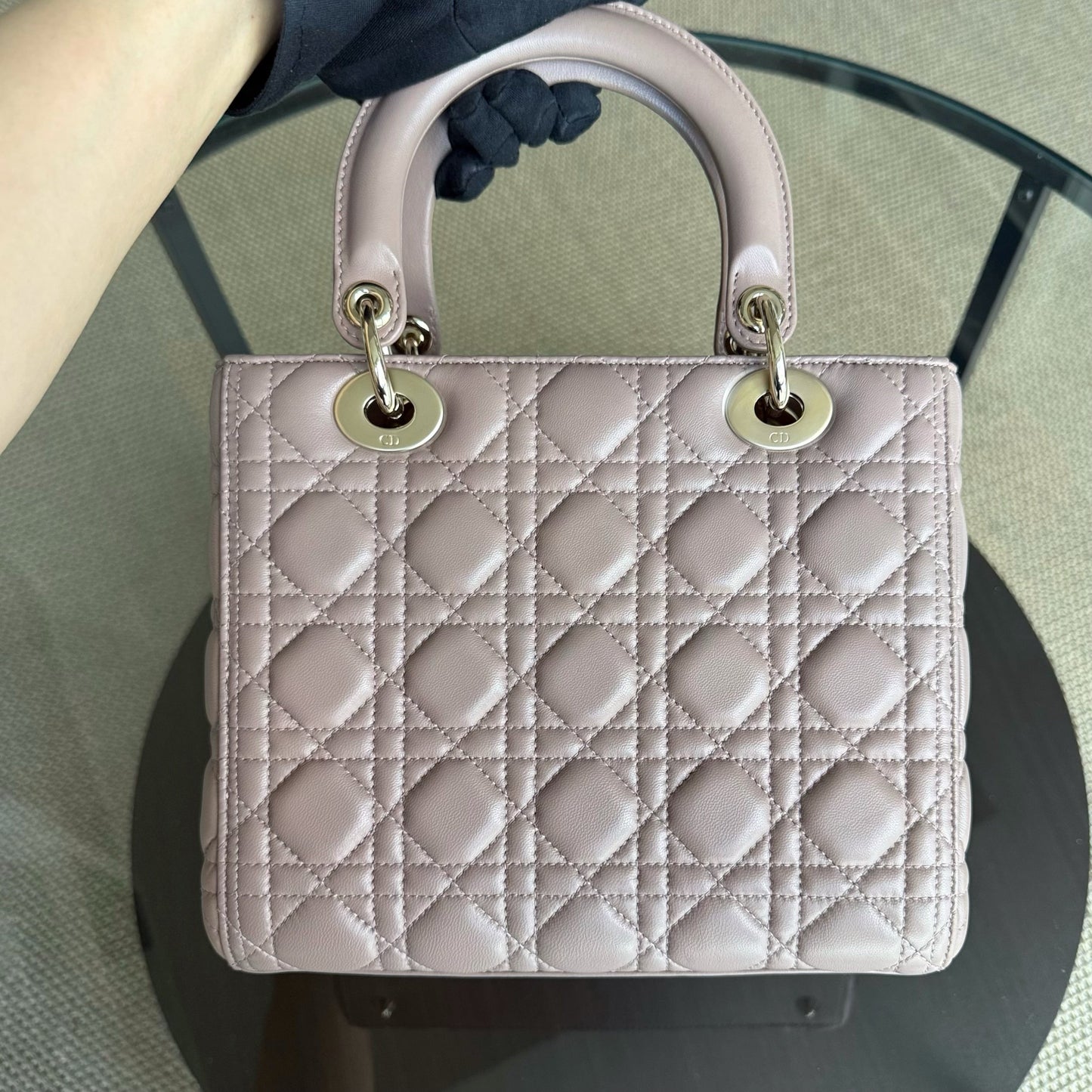 Lady Moyen - Cuir d'agneau Canange Blush Quincaillerie dorée — Kovancy