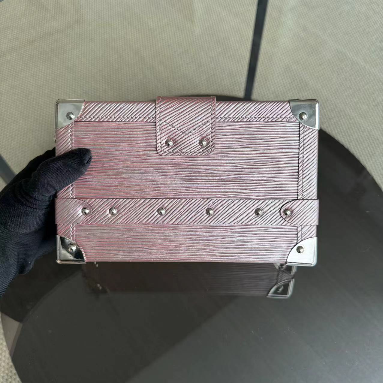Petite Malle Métallisé Or Rose Epi Quincaillerie Argent - Kovancy