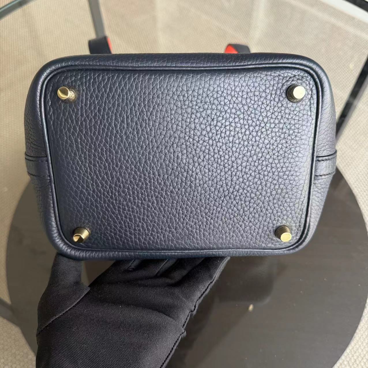 Hermes Picotin 18 - Estampille T Clémence Bleu Nuit Quincaillerie Dorée