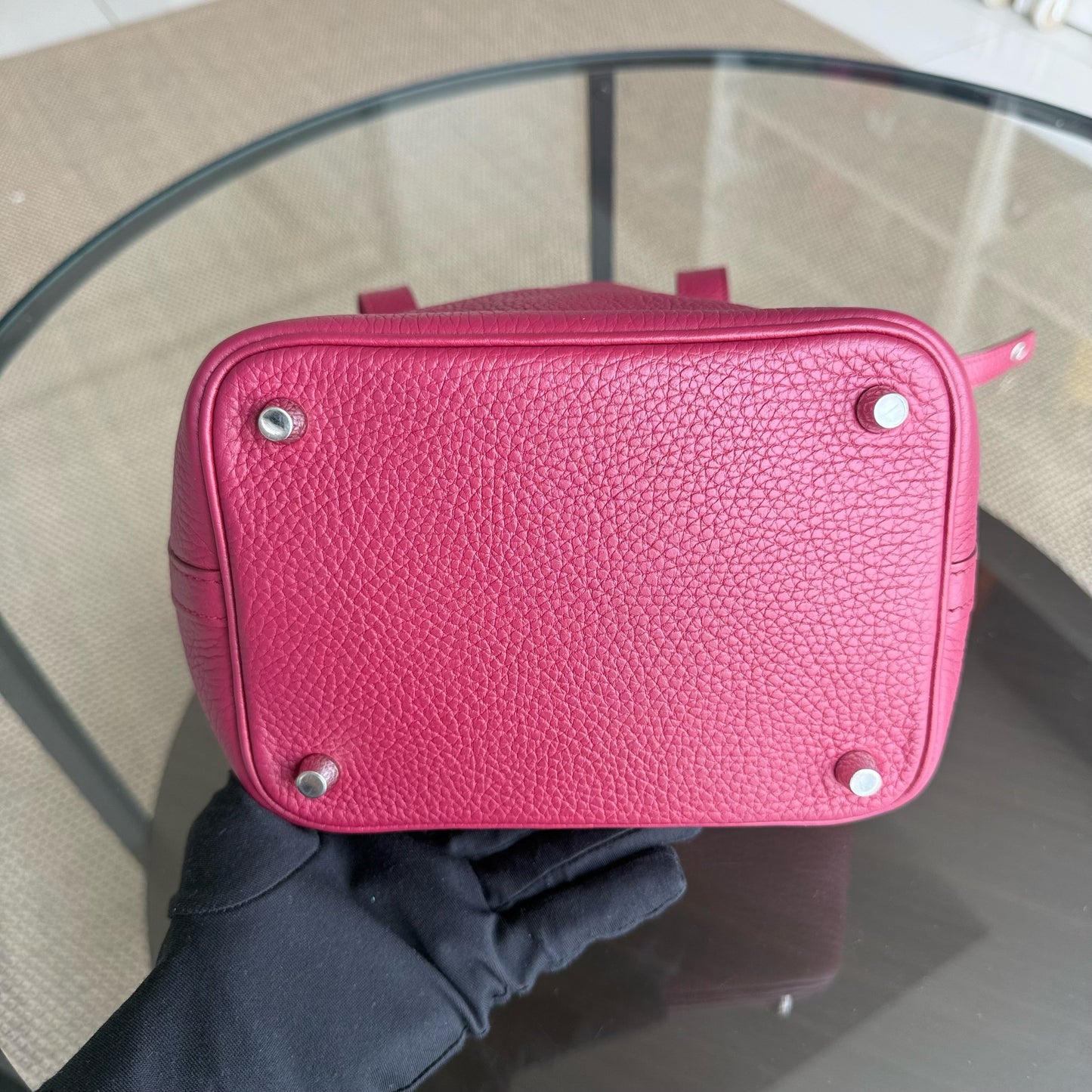 Picotin 18 - TC Clémence Cuir Bordeaux Quincaillerie Argentée — Kovancy