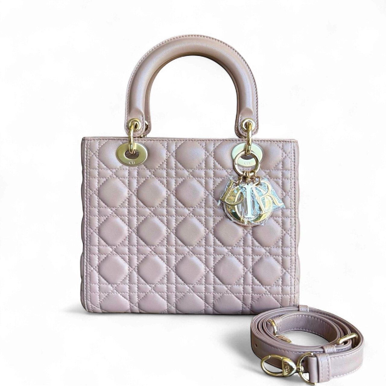 Lady Moyen - Cuir d'agneau Canange Blush Quincaillerie dorée — Kovancy
