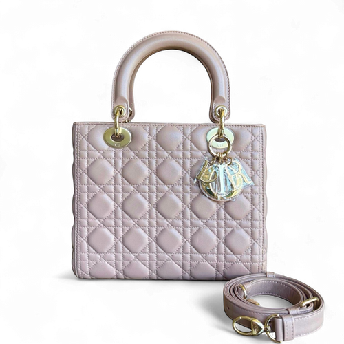 Lady Moyen - Cuir d'agneau Canange Blush Quincaillerie dorée — Kovancy