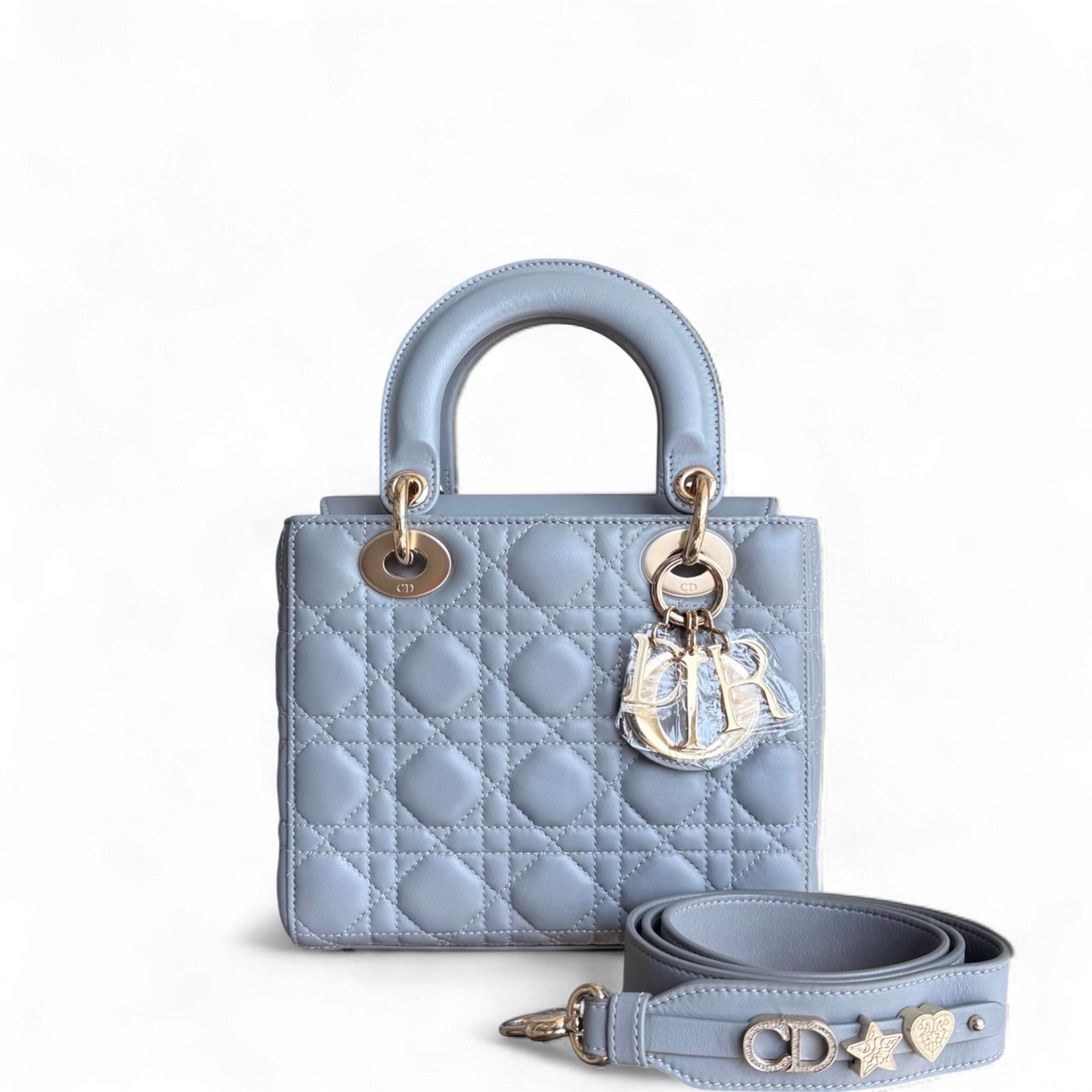 Lady Rabat ABC Petit - Cuir d'agneau Cannage Gris Quincaillerie dorée MyABC — Kovancy