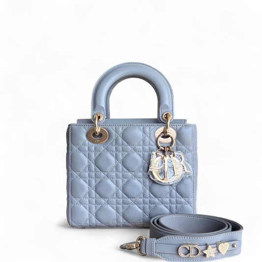 Dior Lady Rabat ABC Petit - Cuir d'agneau Cannage Gris Quincaillerie dorée MyABC