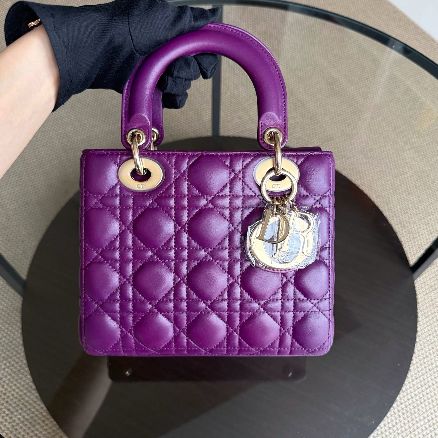 Lady Petit ABC - Cuir d'agneau Cannage violet et matériel doré MyABC — Kovancy