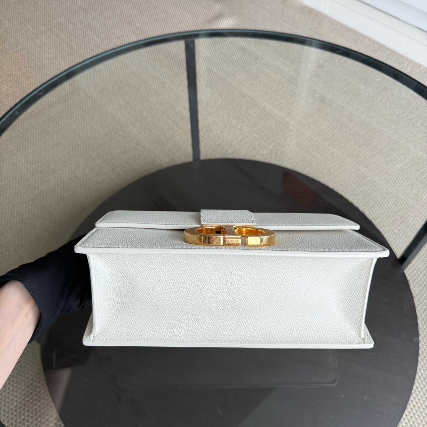 Chaîne Dior 30 Montaigne - Cuir de veau grainé, accastillage en or blanc