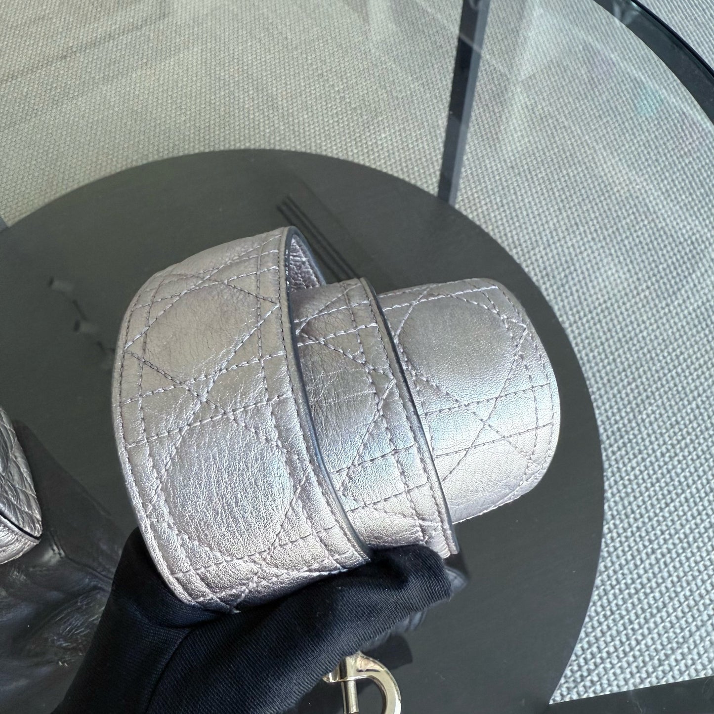 Lady Mini - Cuir de veau Cannage Métallisé Or Rose — Kovancy