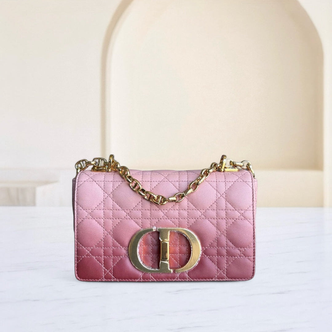Caro Small - Cuir de veau Cannage bicolore Accastillage or rose 20 cm — Kovancy