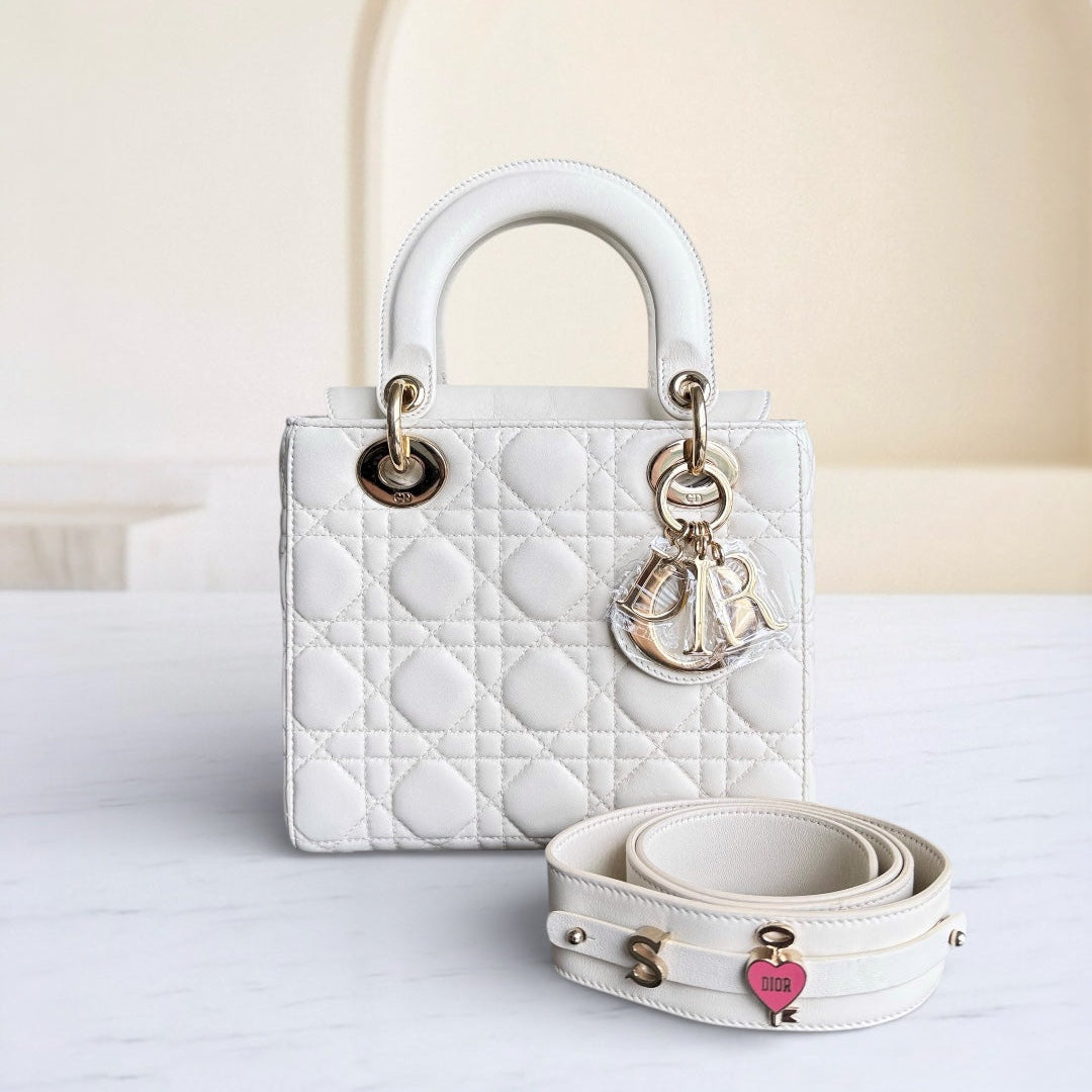 Dior MyABC Lady Petit - Cuir d'agneau Cannage blanc, quincaillerie dorée