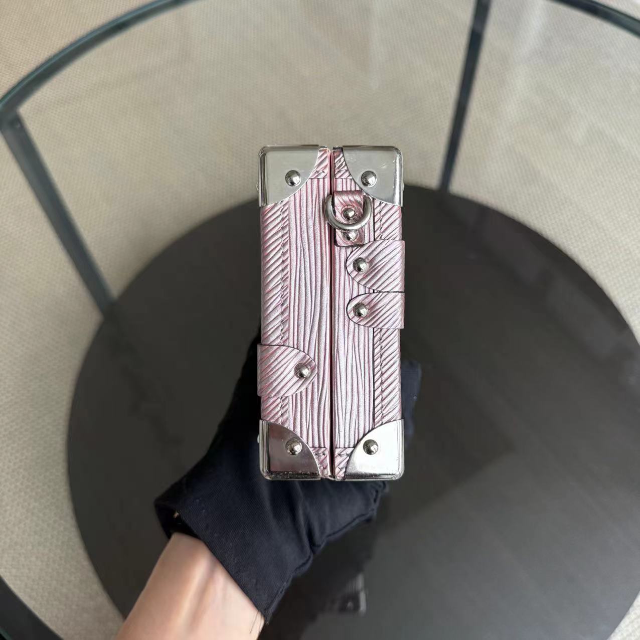 Petite Malle Métallisé Or Rose Epi Quincaillerie Argent - Kovancy