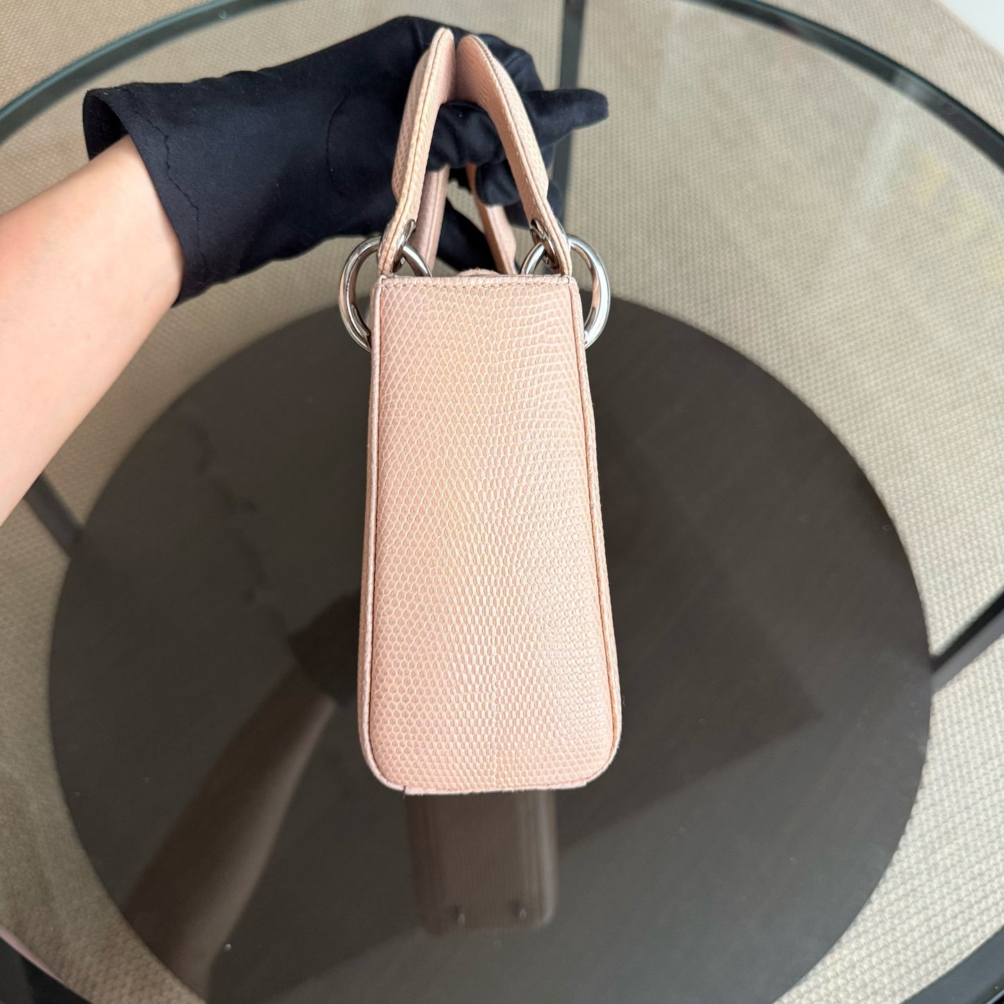 Lady Mini - Couleur beige lézard exotique, finitions argentées — Kovancy