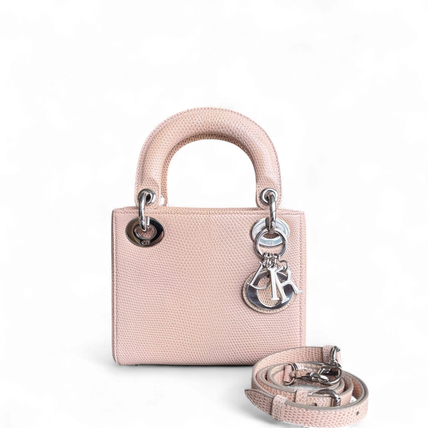 Lady Mini - Couleur beige lézard exotique, finitions argentées — Kovancy