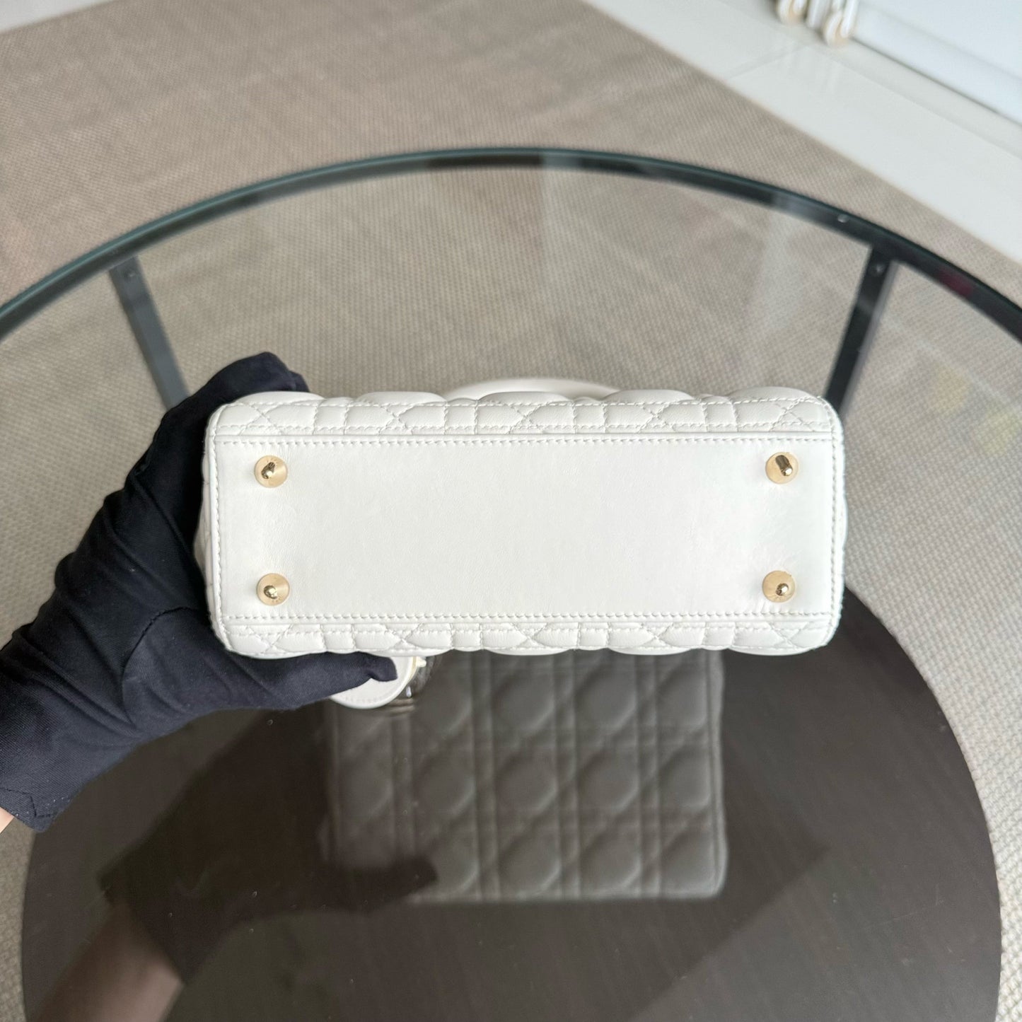 Dior MyABC Lady Petit - Cuir d'agneau Cannage blanc, quincaillerie dorée